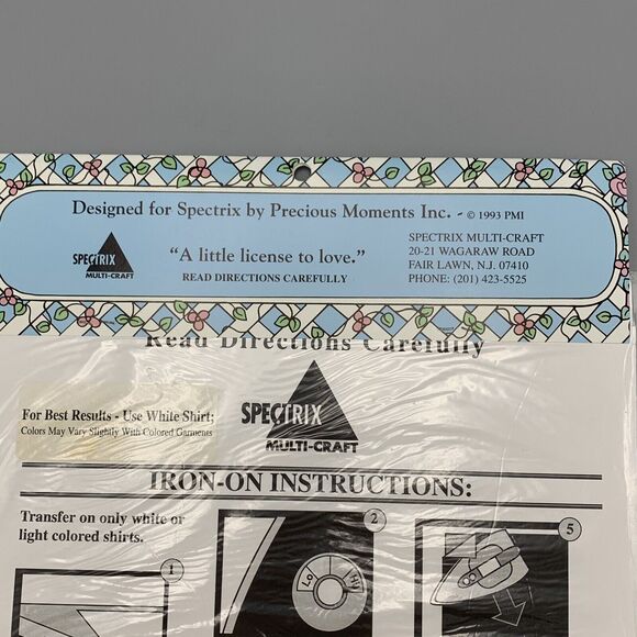 Vtg Precious Moments Iron On Transfer 502 Boy with Teddy Football Spectrix NOS - Picture 6 of 6